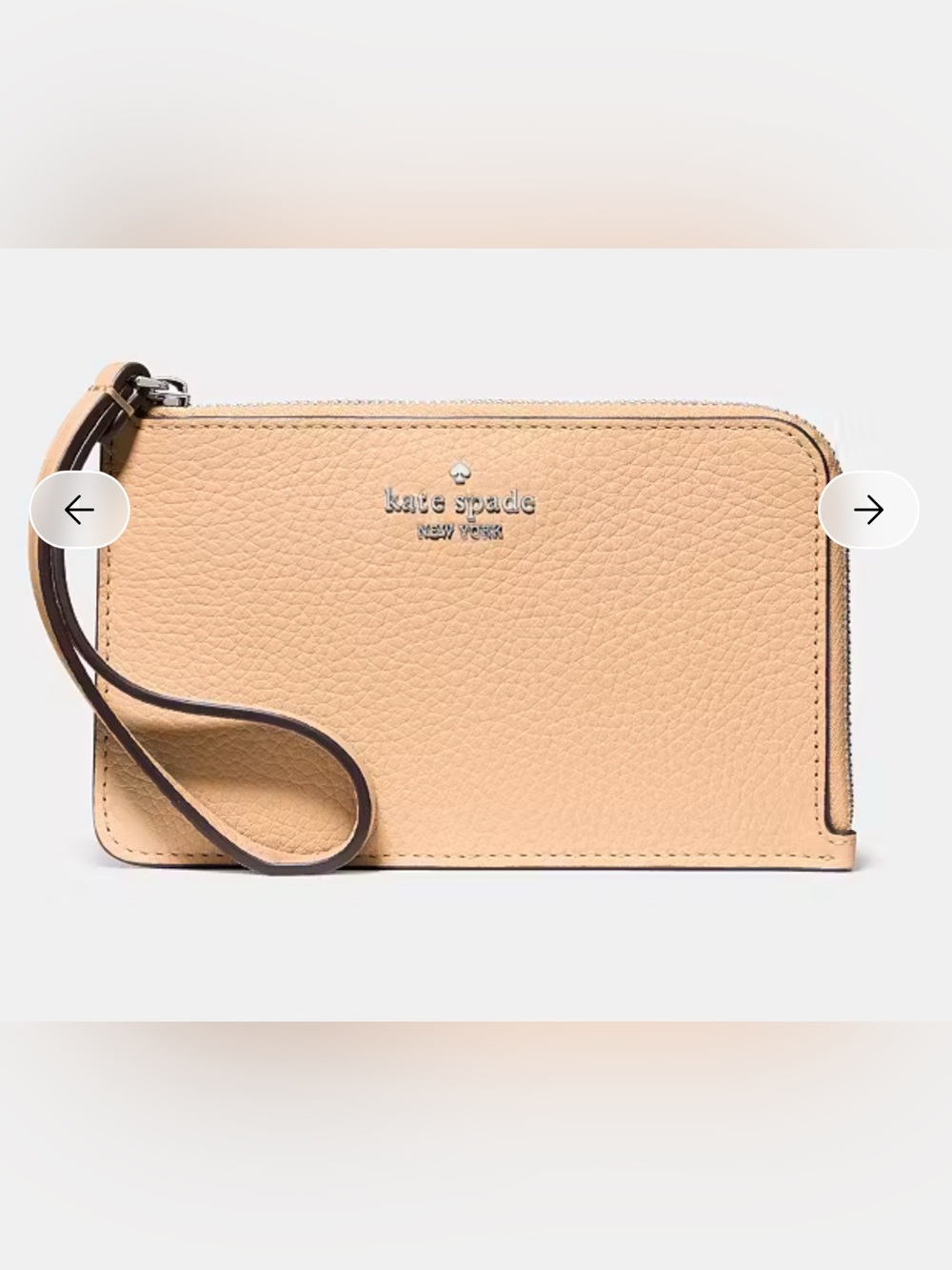 kate spade Lucy Pebbled Leather Wristlet Sm Light Beige